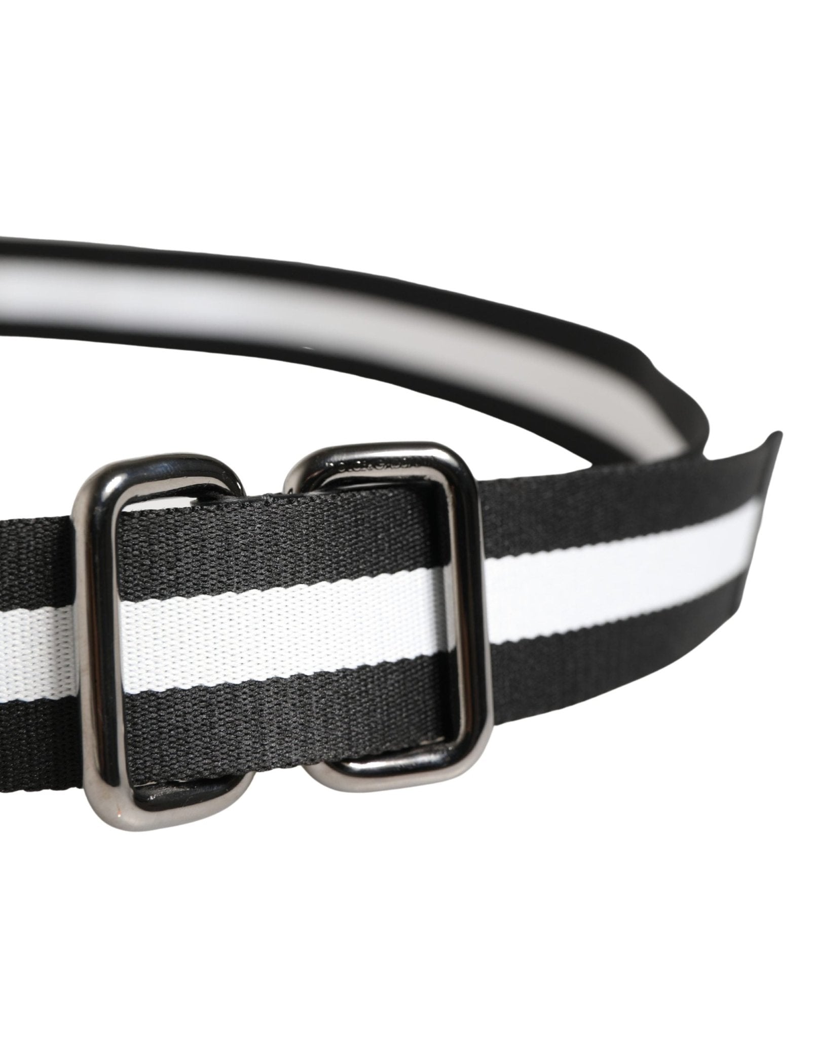 Dolce & Gabbana Men Black White Nylon Logo Metal Buckle Belt - RIMODA