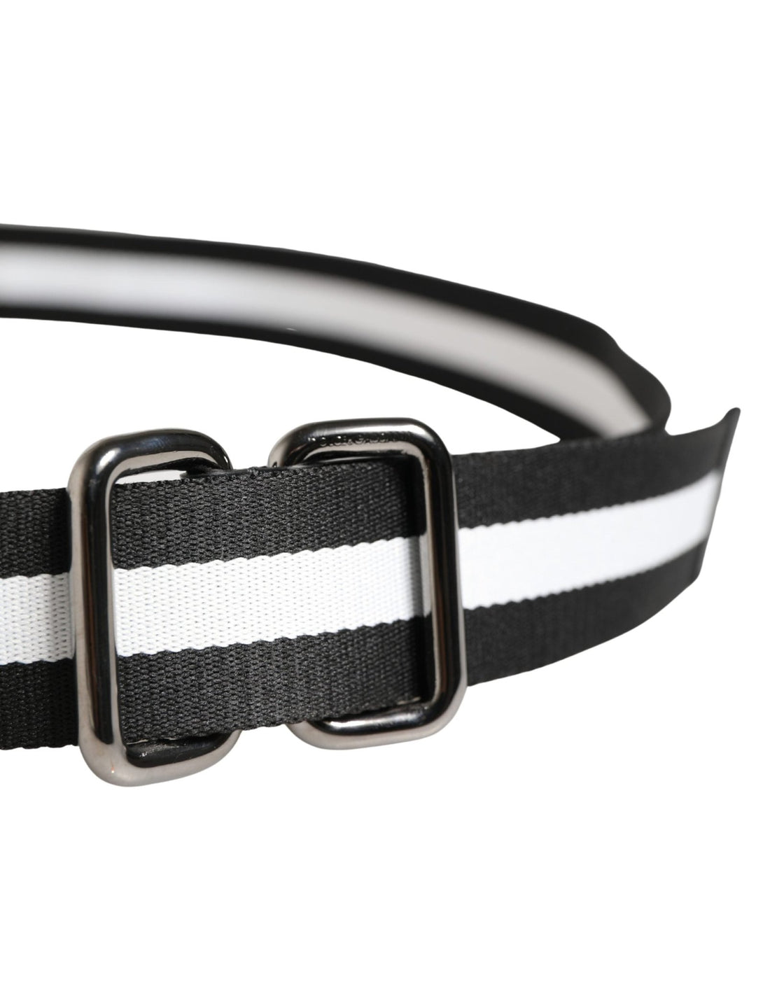 Dolce & Gabbana Men Black White Nylon Logo Metal Buckle Belt - RIMODA