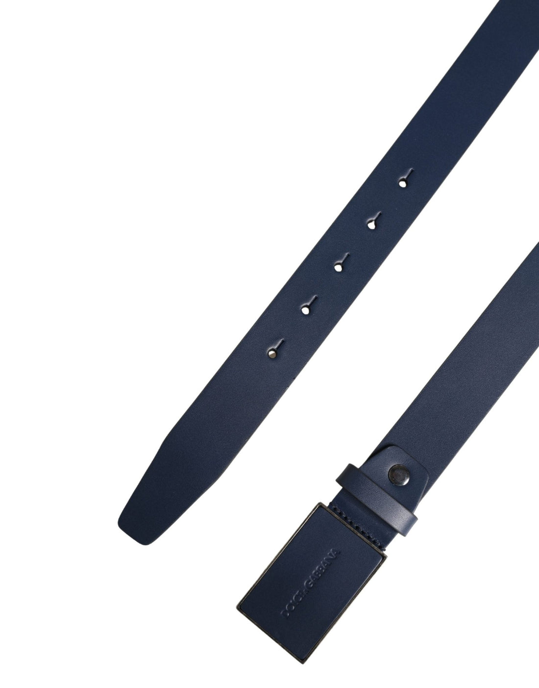 Dolce & Gabbana Men Blue Calf Leather Logo Metal Buckle Belt - RIMODA