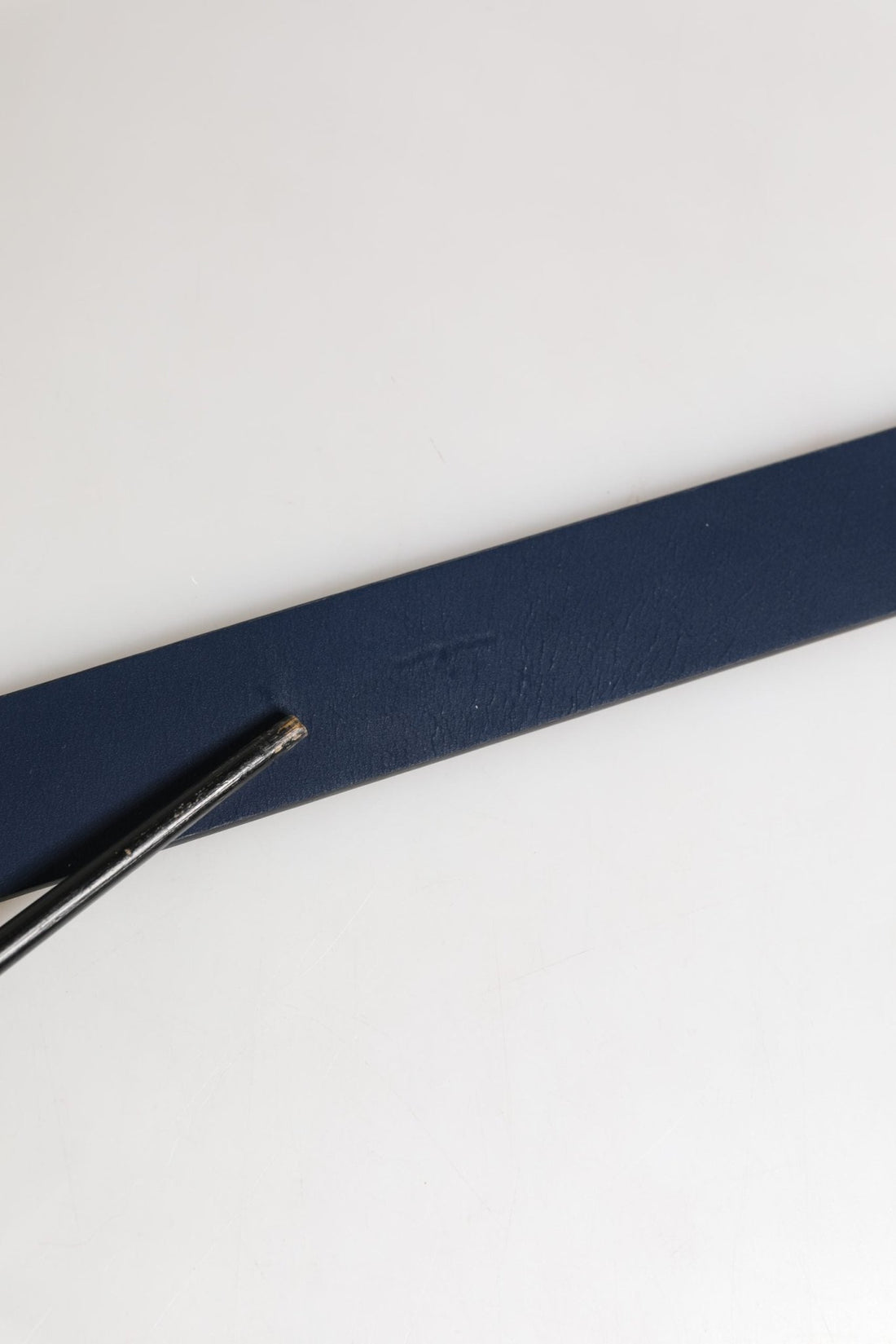 Dolce & Gabbana Men Blue Calf Leather Logo Metal Buckle Belt - RIMODA