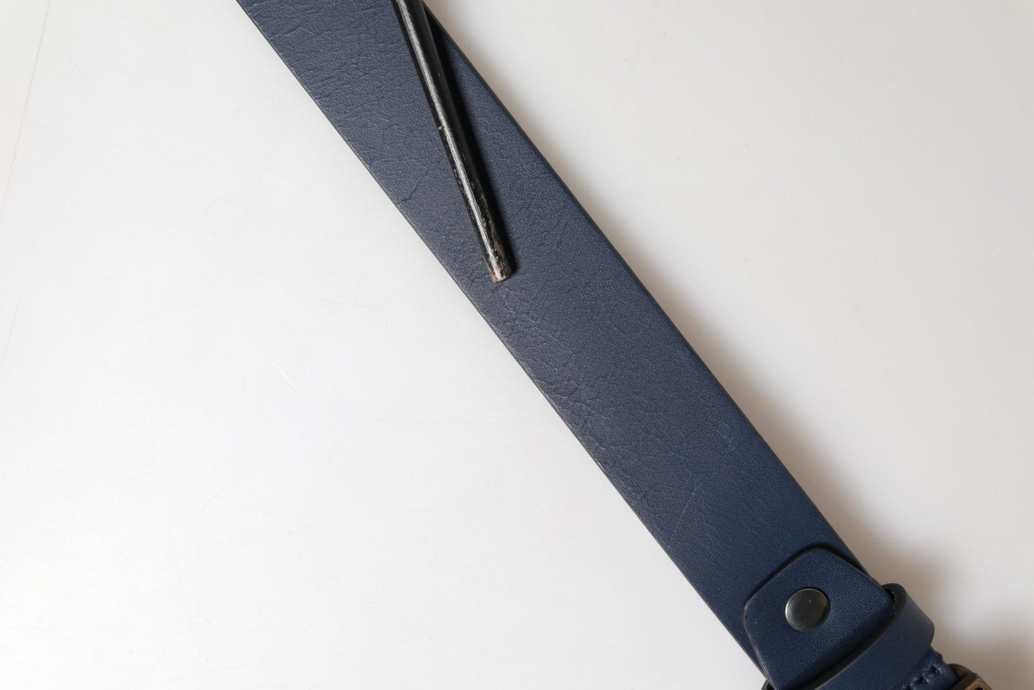 Dolce & Gabbana Men Blue Calf Leather Logo Metal Buckle Belt - RIMODA
