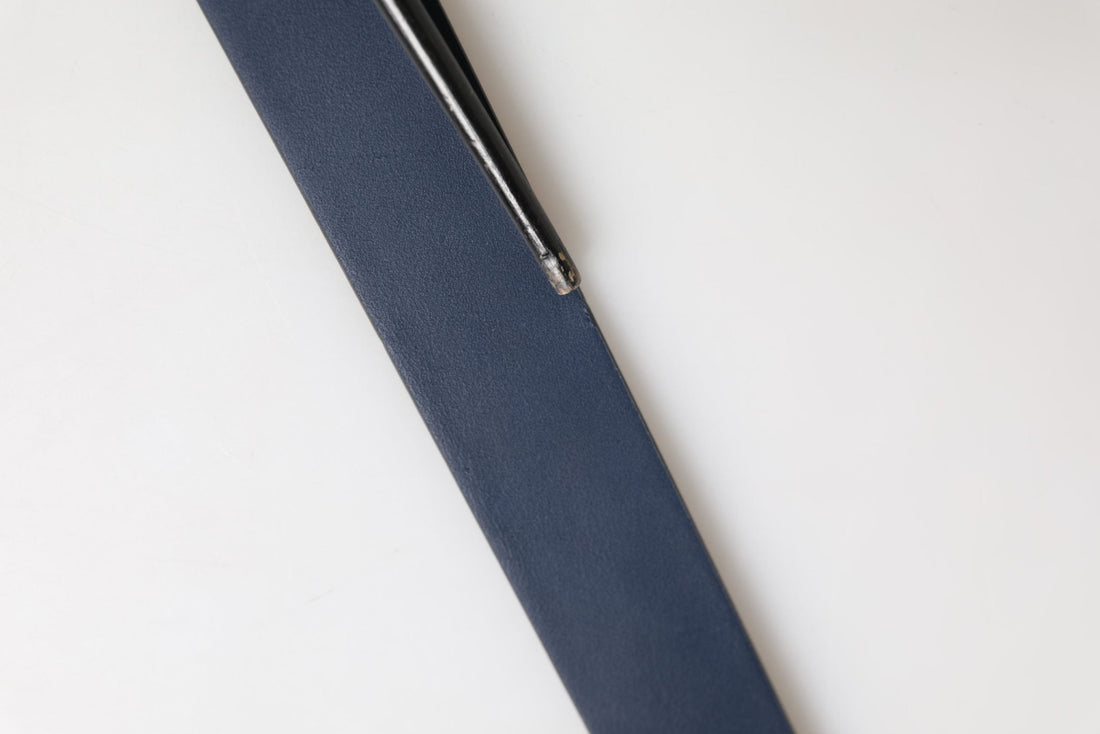 Dolce & Gabbana Men Blue Calf Leather Logo Metal Buckle Belt - RIMODA