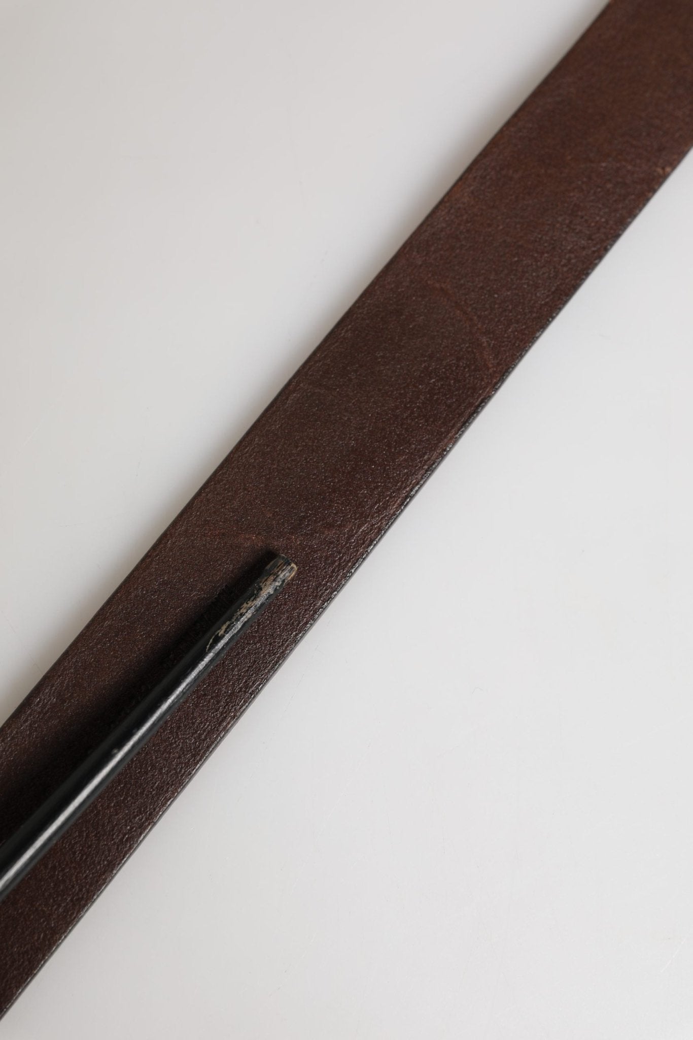Dolce & Gabbana Men Brown Calf Leather Logo Metal Buckle Belt - RIMODA