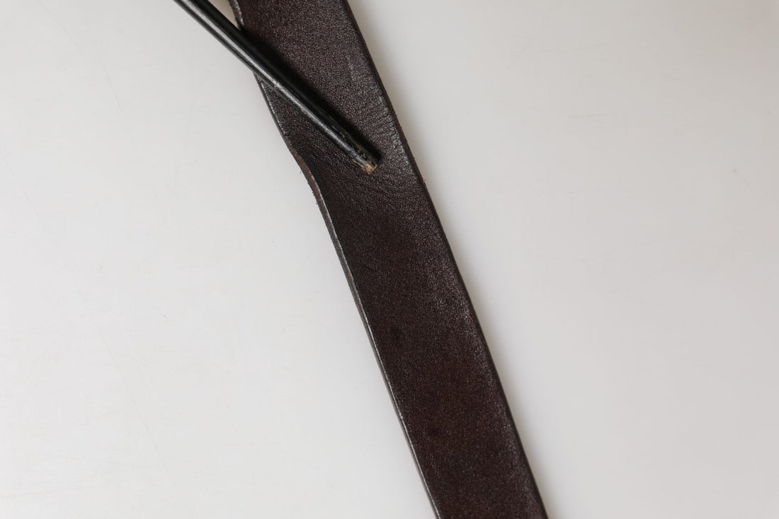 Dolce & Gabbana Men Brown Calf Leather Logo Metal Buckle Belt - RIMODA