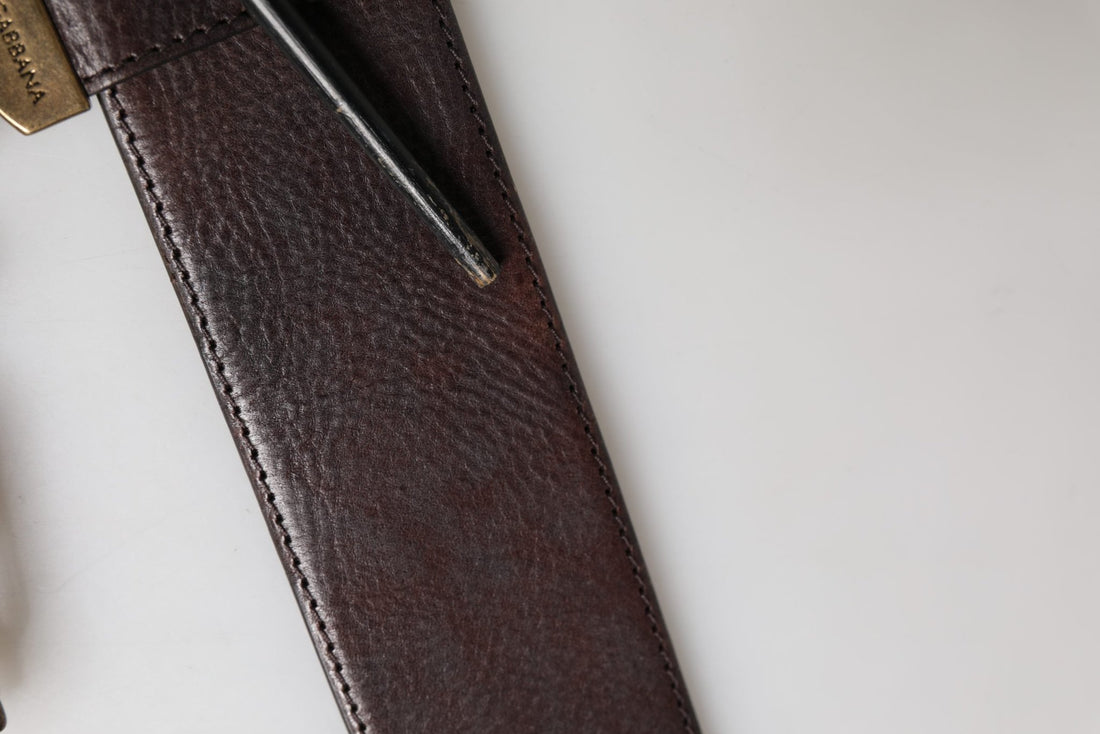 Dolce & Gabbana Men Brown Calfskin Leather Metal Buckle Belt - RIMODA