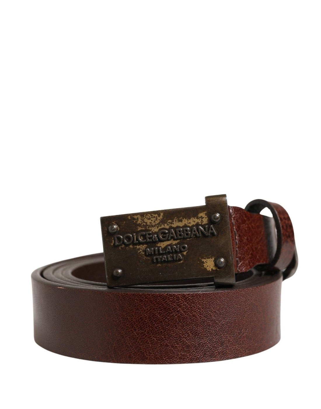 Dolce & Gabbana Men Brown Classic Leather Logo Buckle Belt - RIMODA