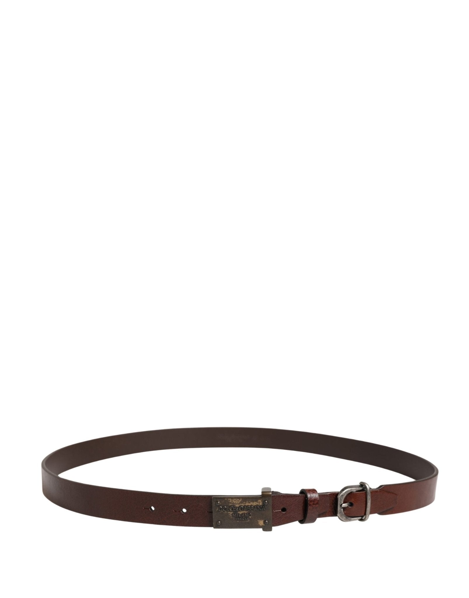 Dolce & Gabbana Men Brown Classic Leather Logo Buckle Belt - RIMODA