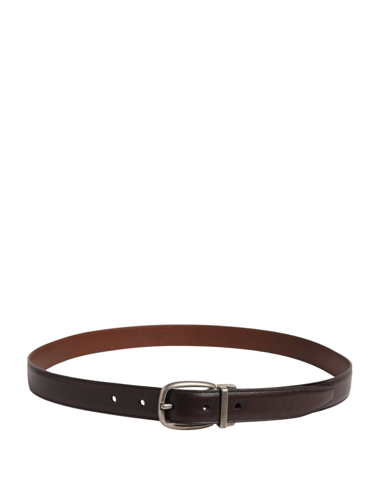 Dolce & Gabbana Men Brown Classic Leather Metal Buckle Belt - RIMODA