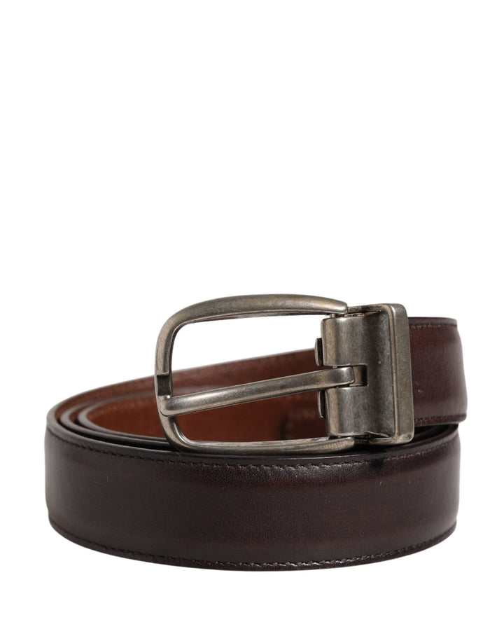 Dolce & Gabbana Men Brown Classic Leather Metal Buckle Belt - RIMODA