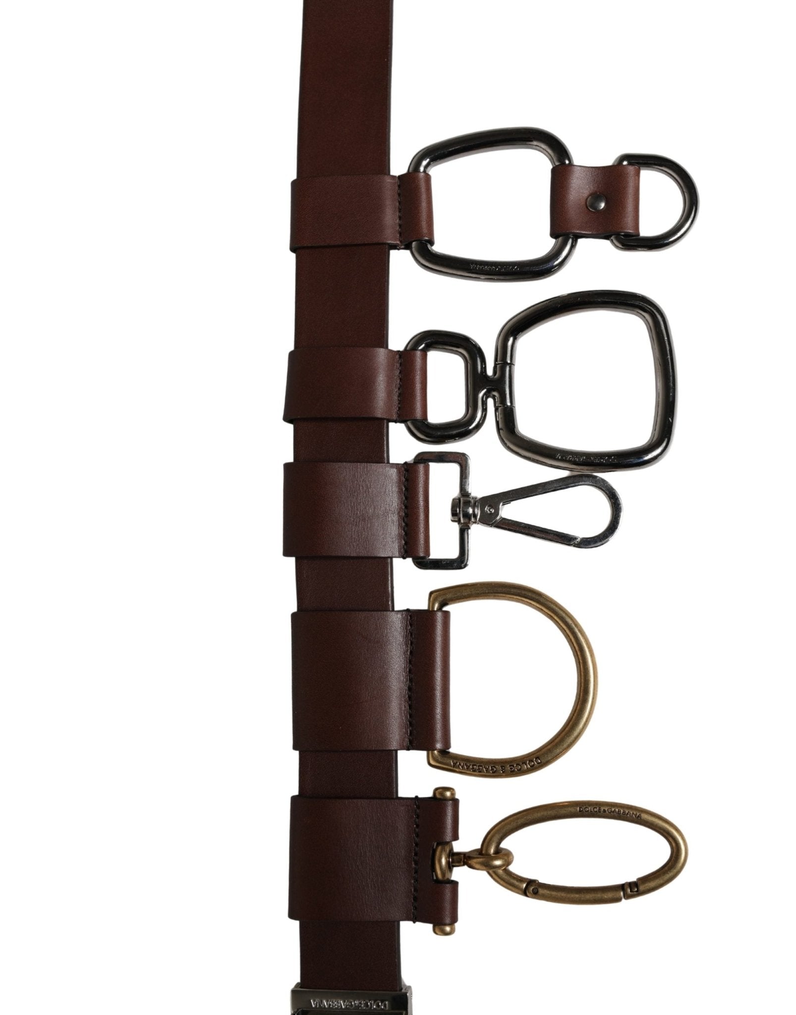 Dolce & Gabbana Men Brown Classic Leather Metal Buckle Belt - RIMODA