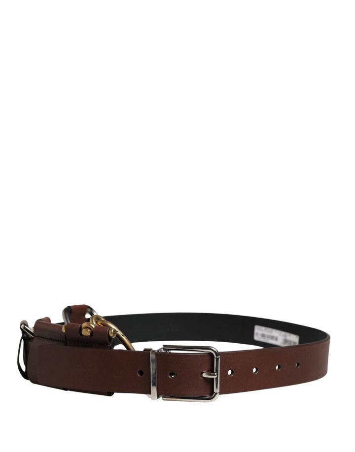 Dolce & Gabbana Men Brown Classic Leather Metal Buckle Belt - RIMODA