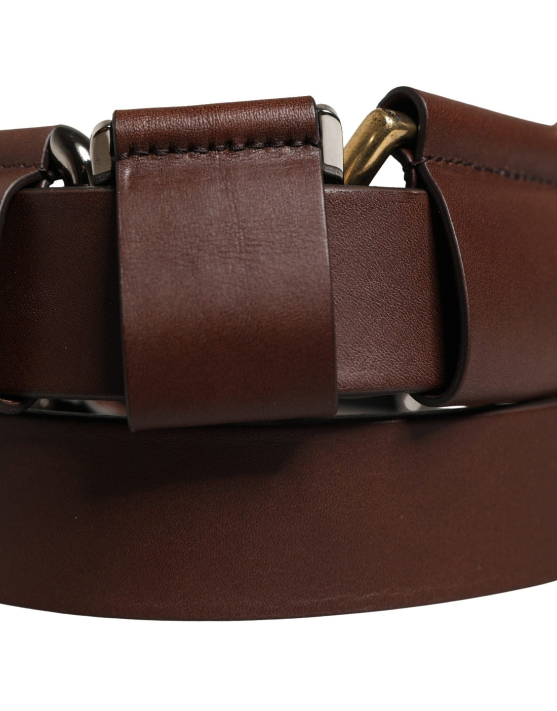 Dolce & Gabbana Men Brown Classic Leather Metal Buckle Belt - RIMODA