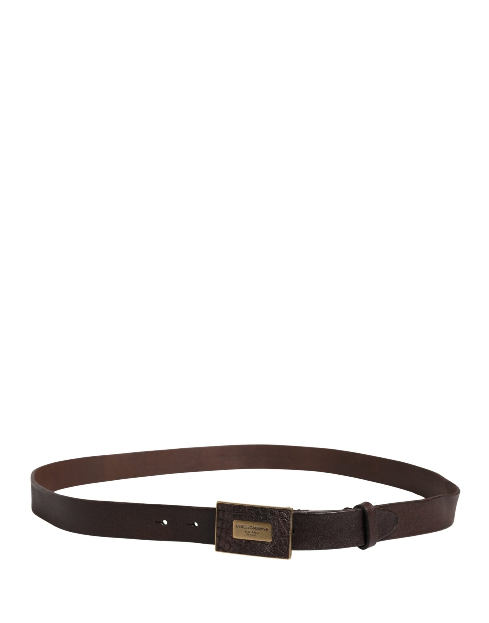 Dolce & Gabbana Men Brown Leather Logo Metal Buckle Belt - RIMODA