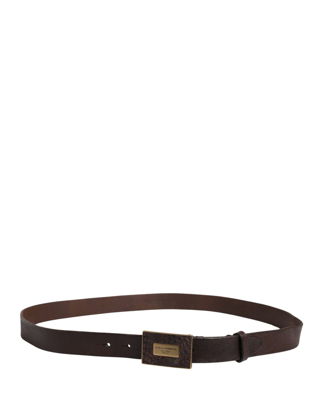 Dolce & Gabbana Men Brown Leather Logo Metal Buckle Belt - RIMODA