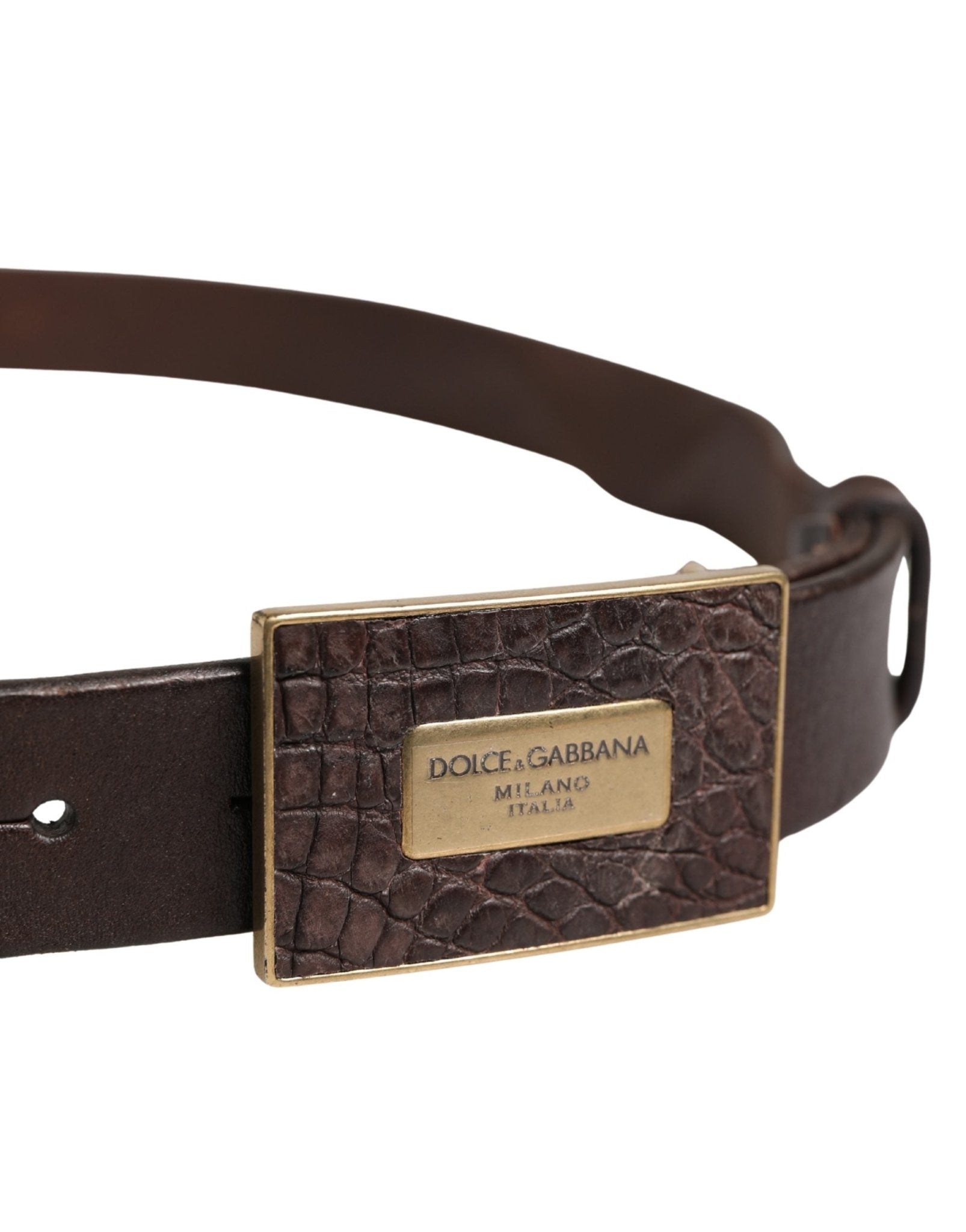 Dolce & Gabbana Men Brown Leather Logo Metal Buckle Belt - RIMODA