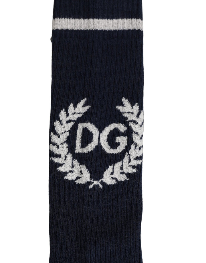 Dolce & Gabbana Men Navy Blue DG Logo Mid Calf Accessory Socks - RIMODA