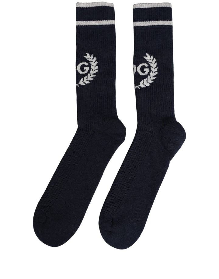 Dolce & Gabbana Men Navy Blue DG Logo Mid Calf Accessory Socks - RIMODA