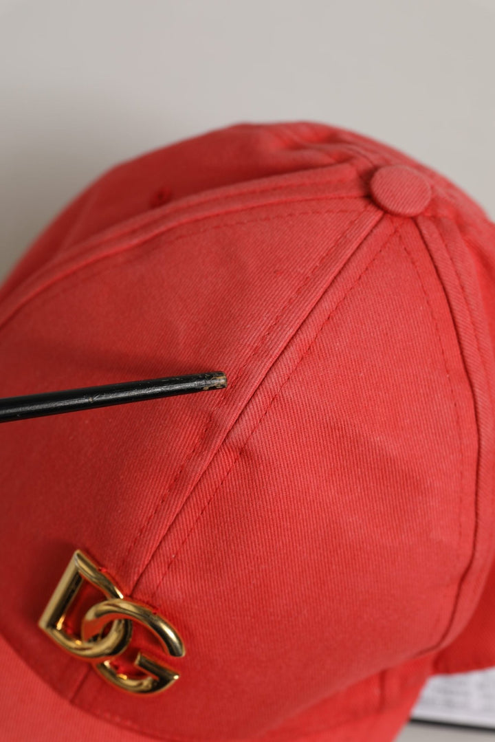 Dolce & Gabbana Men Red Cotton DG Logo Plaque Baseball Cap Hat - RIMODA