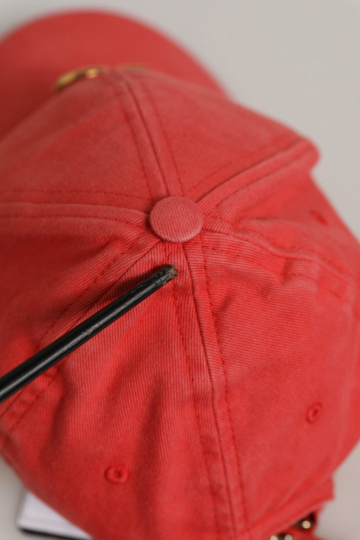 Dolce & Gabbana Men Red Cotton DG Logo Plaque Baseball Cap Hat - RIMODA