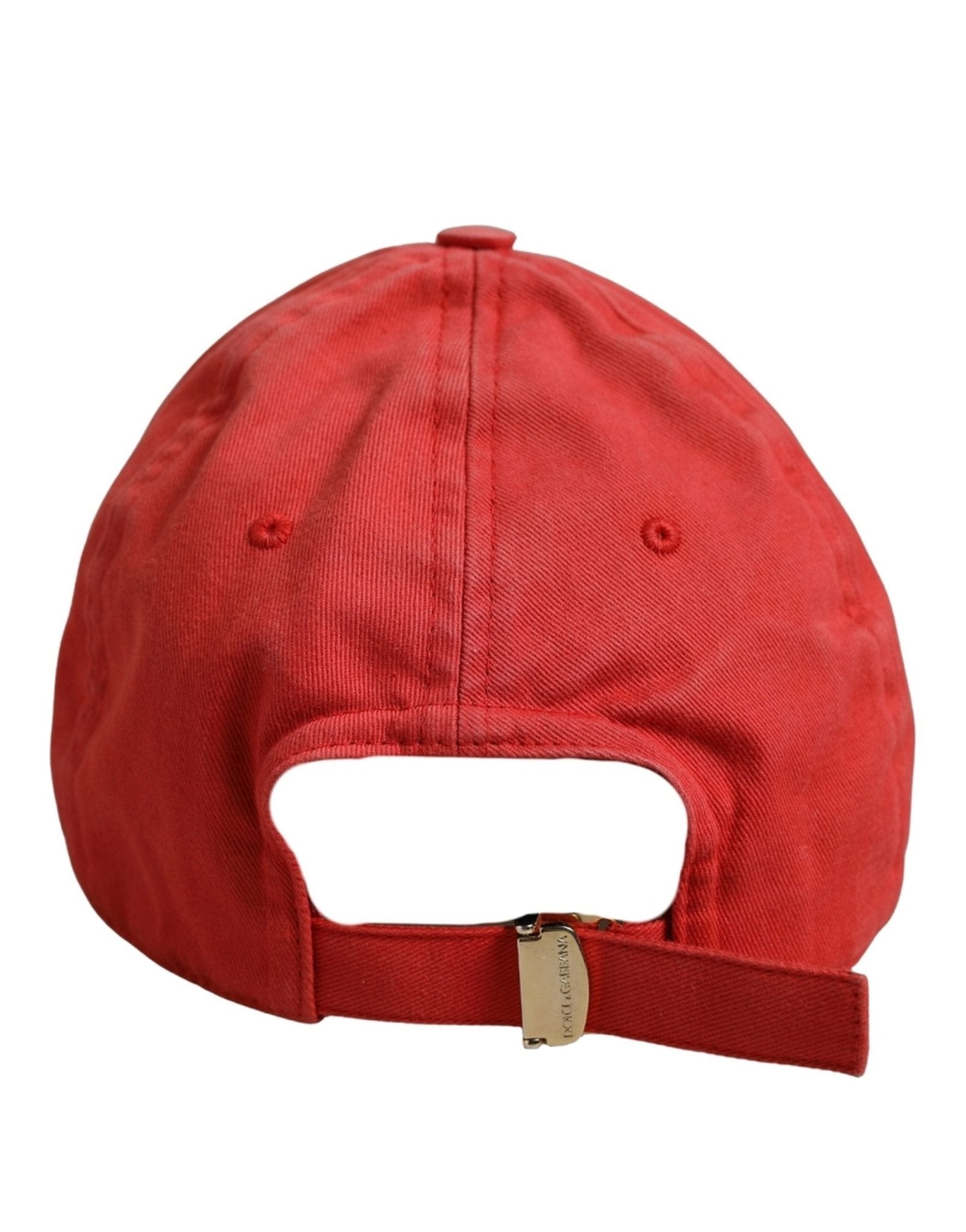 Dolce & Gabbana Men Red Cotton DG Logo Plaque Baseball Cap Hat - RIMODA