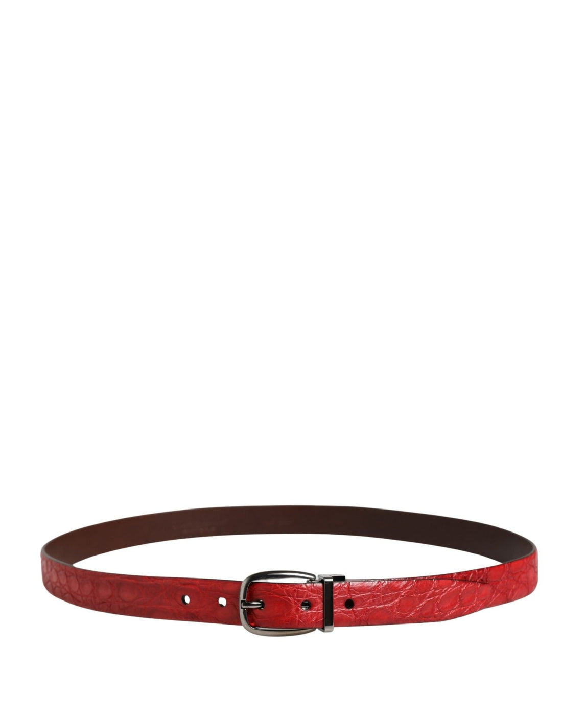 Dolce & Gabbana Men Red Exotic Leather Metal Buckle Belt - RIMODA