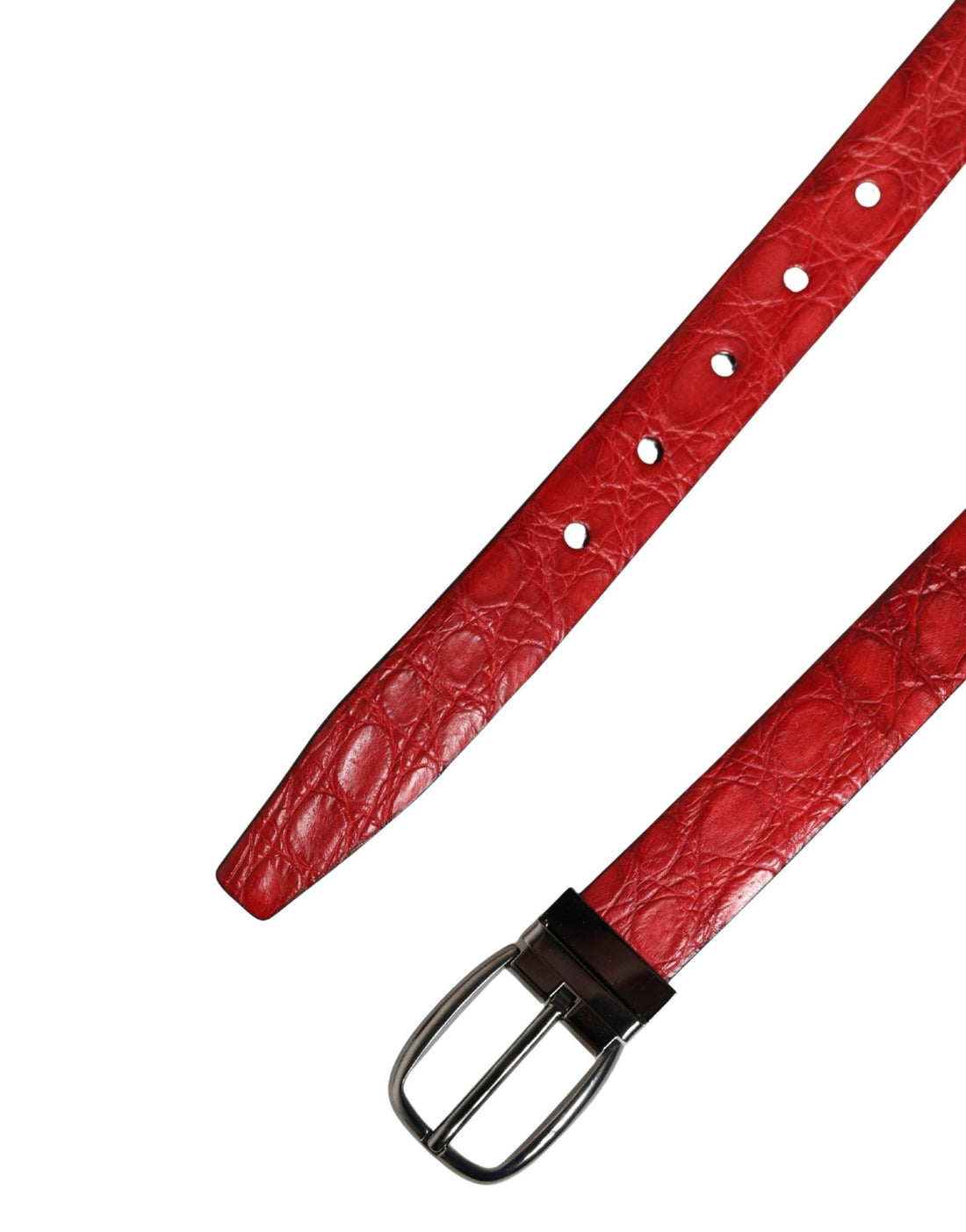 Dolce & Gabbana Men Red Exotic Leather Metal Buckle Belt - RIMODA