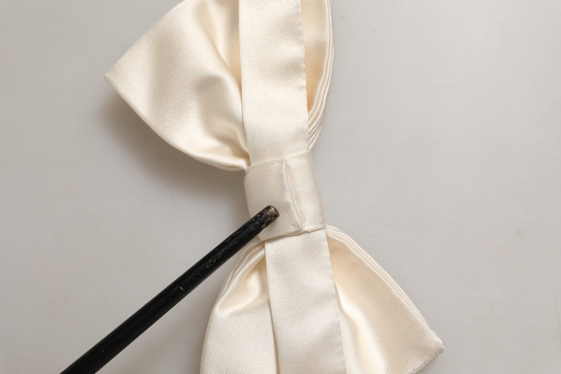 Dolce & Gabbana Men White 100% Silk Adjustable Neck Papillon Bow Tie - RIMODA