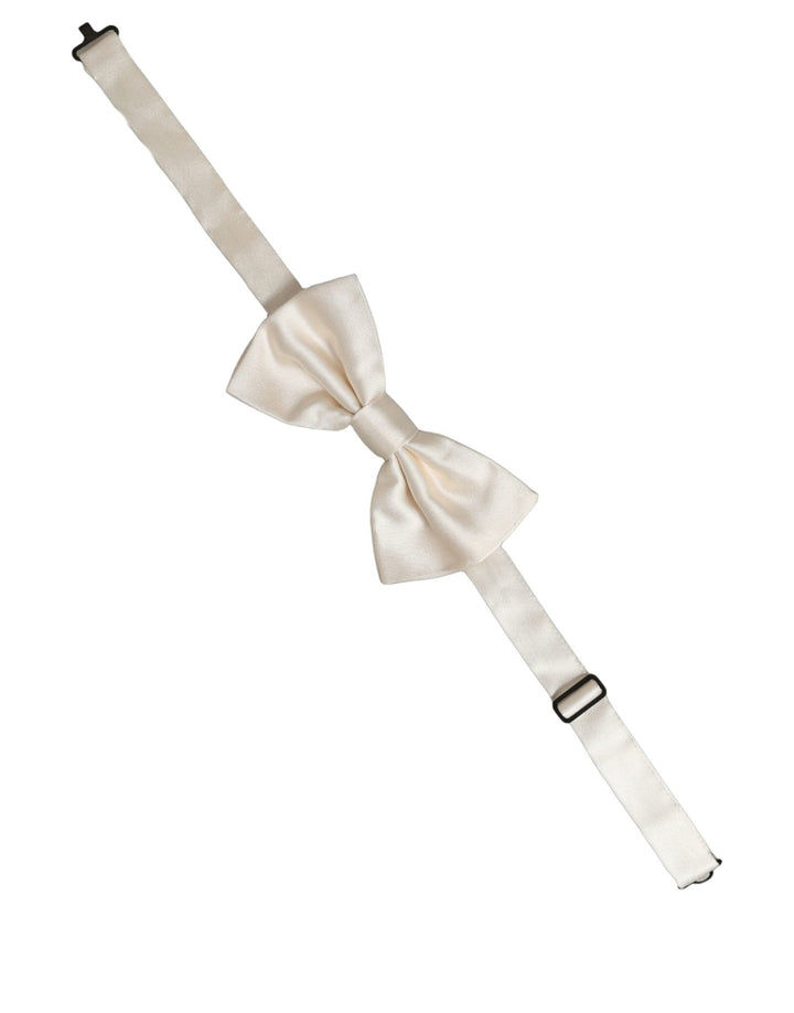 Dolce & Gabbana Men White 100% Silk Adjustable Neck Papillon Bow Tie - RIMODA