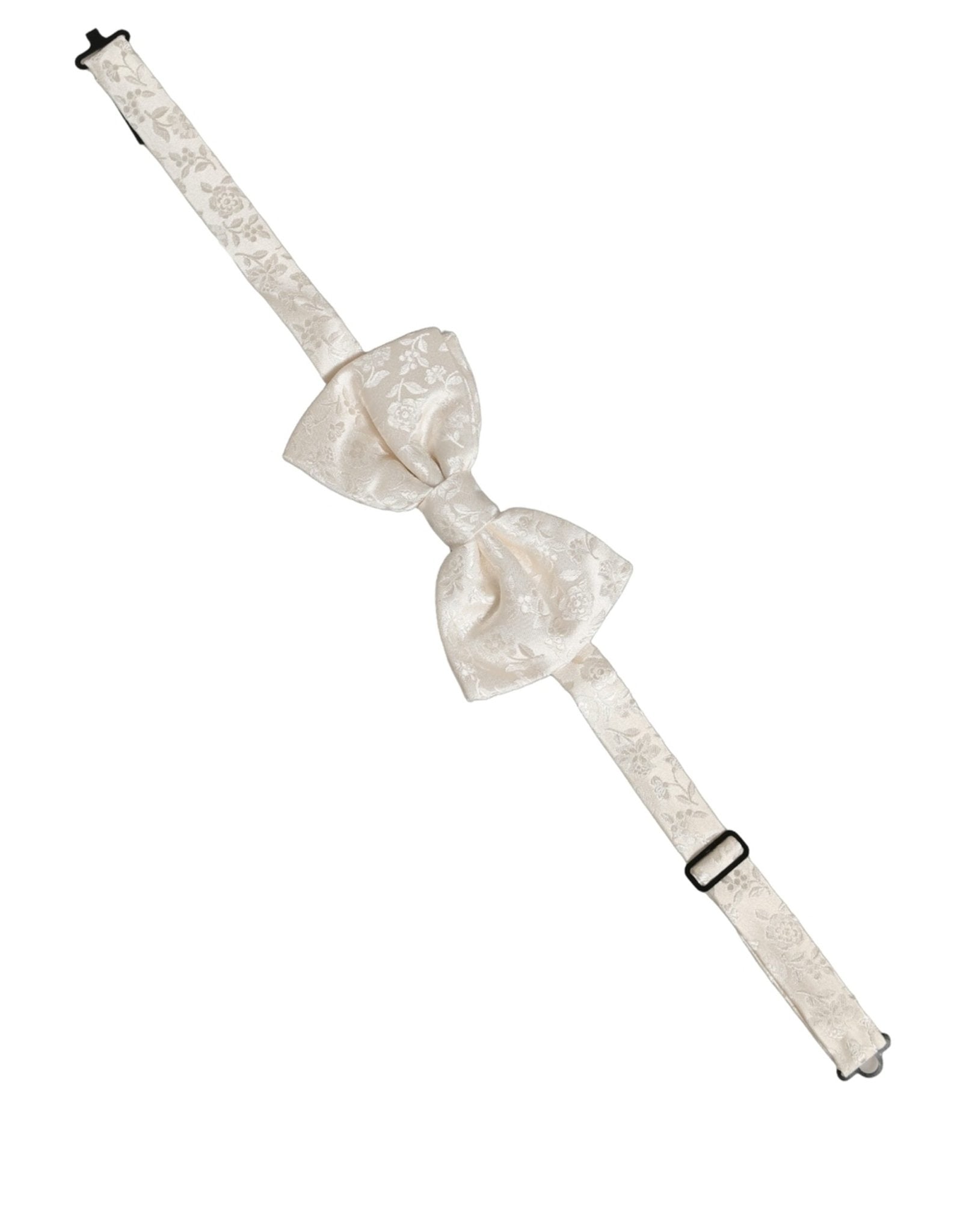 Dolce & Gabbana Men White Floral Silk Adjustable Neck Papillon Bow Tie - RIMODA