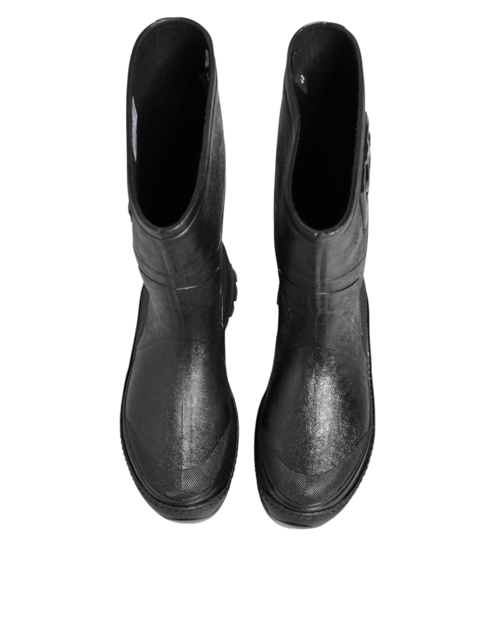 Dolce & Gabbana Metallic Black Pull On Rain Boots Men Shoes - RIMODA