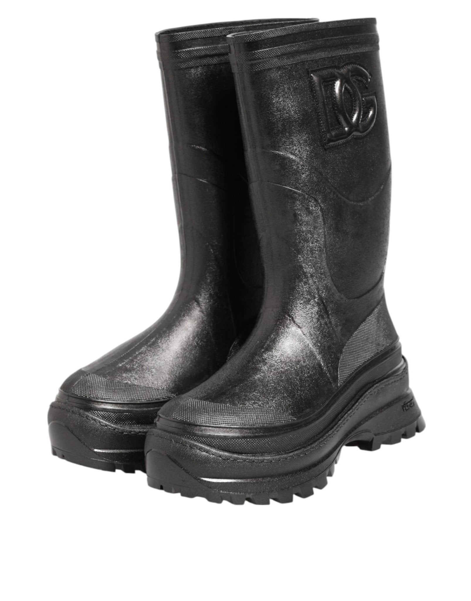 Dolce & Gabbana Metallic Black Pull On Rain Boots Men Shoes - RIMODA