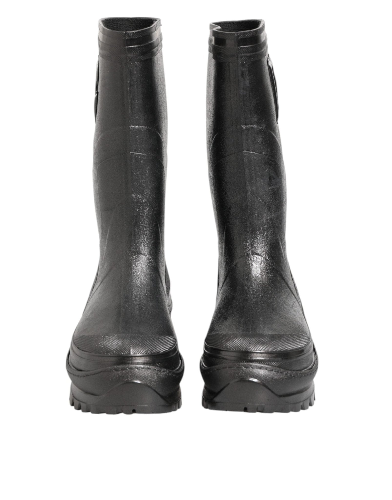 Dolce & Gabbana Metallic Black Pull On Rain Boots Men Shoes - RIMODA