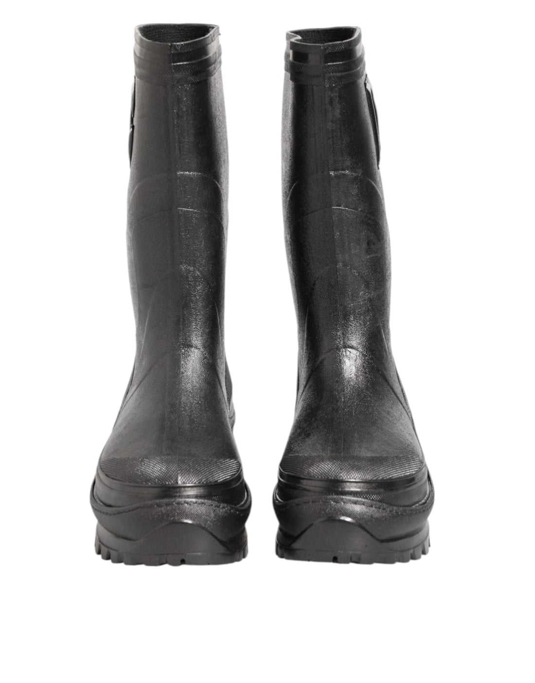 Dolce & Gabbana Metallic Black Pull On Rain Boots Men Shoes - RIMODA