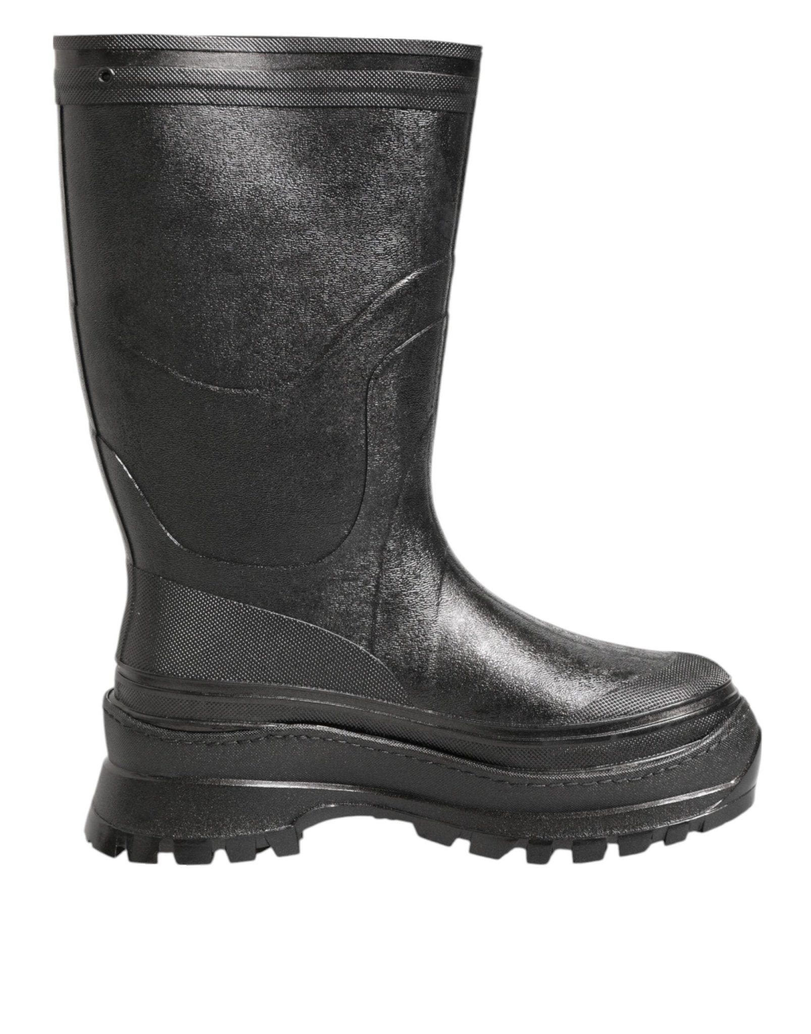 Dolce & Gabbana Metallic Black Pull On Rain Boots Men Shoes - RIMODA