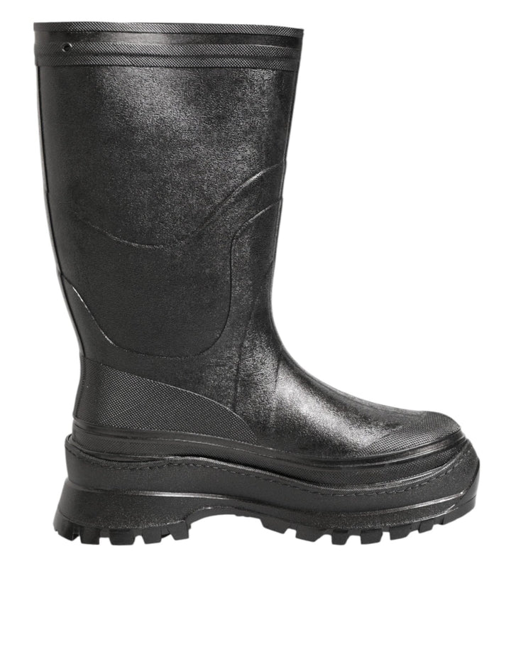 Dolce & Gabbana Metallic Black Pull On Rain Boots Men Shoes - RIMODA