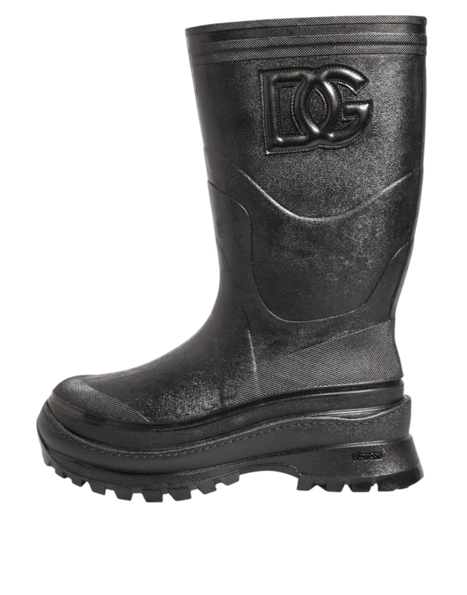 Dolce & Gabbana Metallic Black Pull On Rain Boots Men Shoes - RIMODA