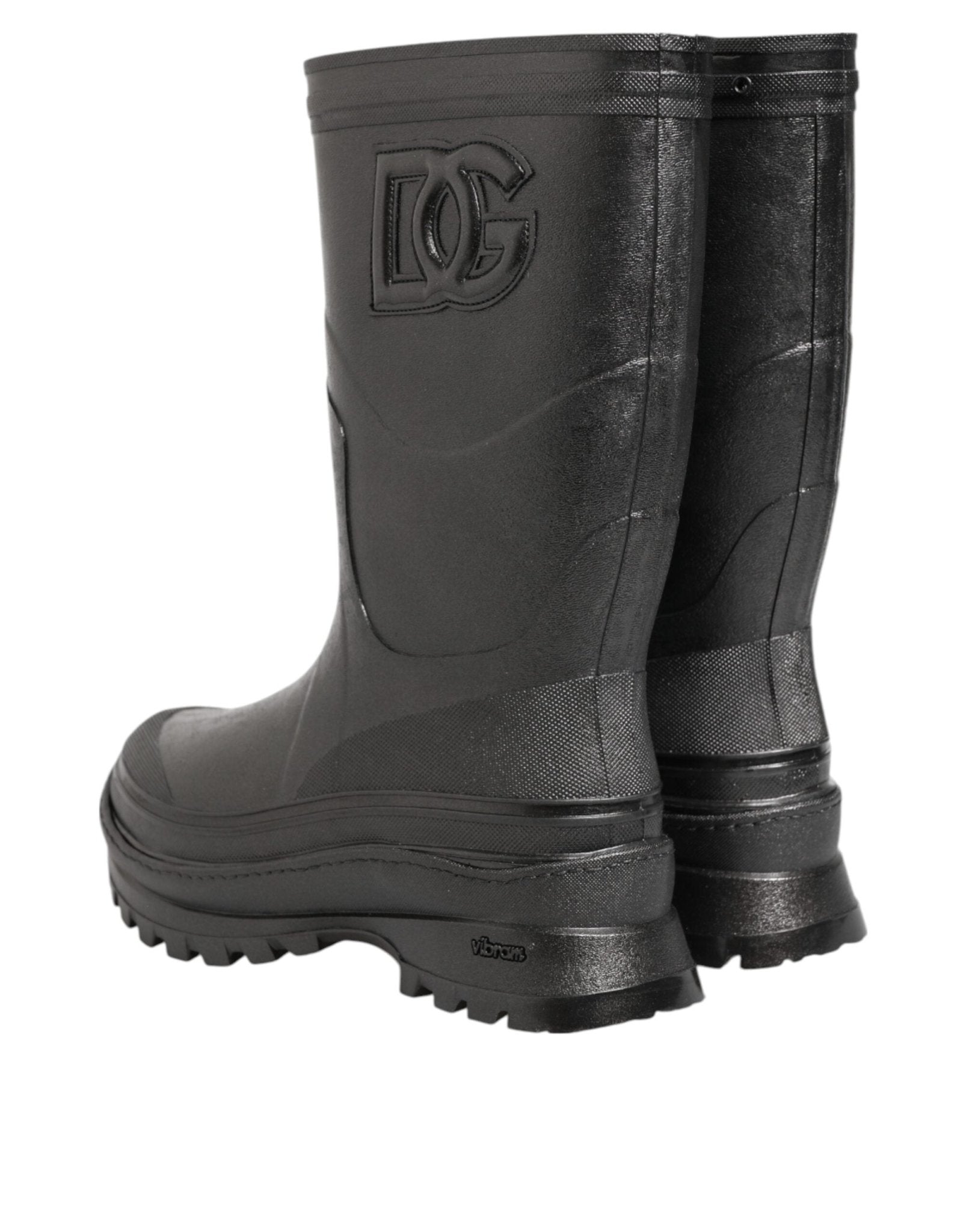 Dolce & Gabbana Metallic Black Pull On Rain Boots Men Shoes - RIMODA