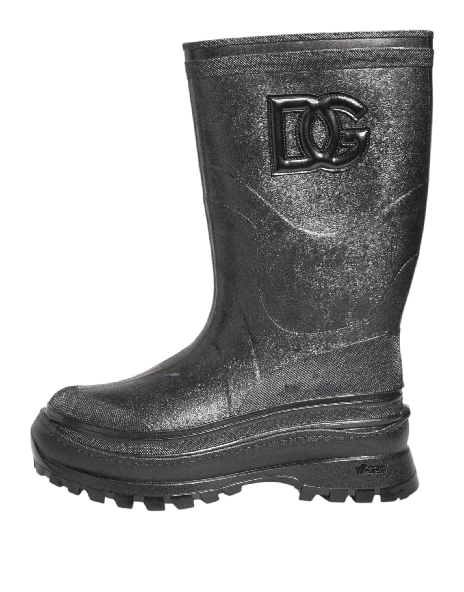 Dolce & Gabbana Metallic Black Pull On Rain Boots Shoes - RIMODA