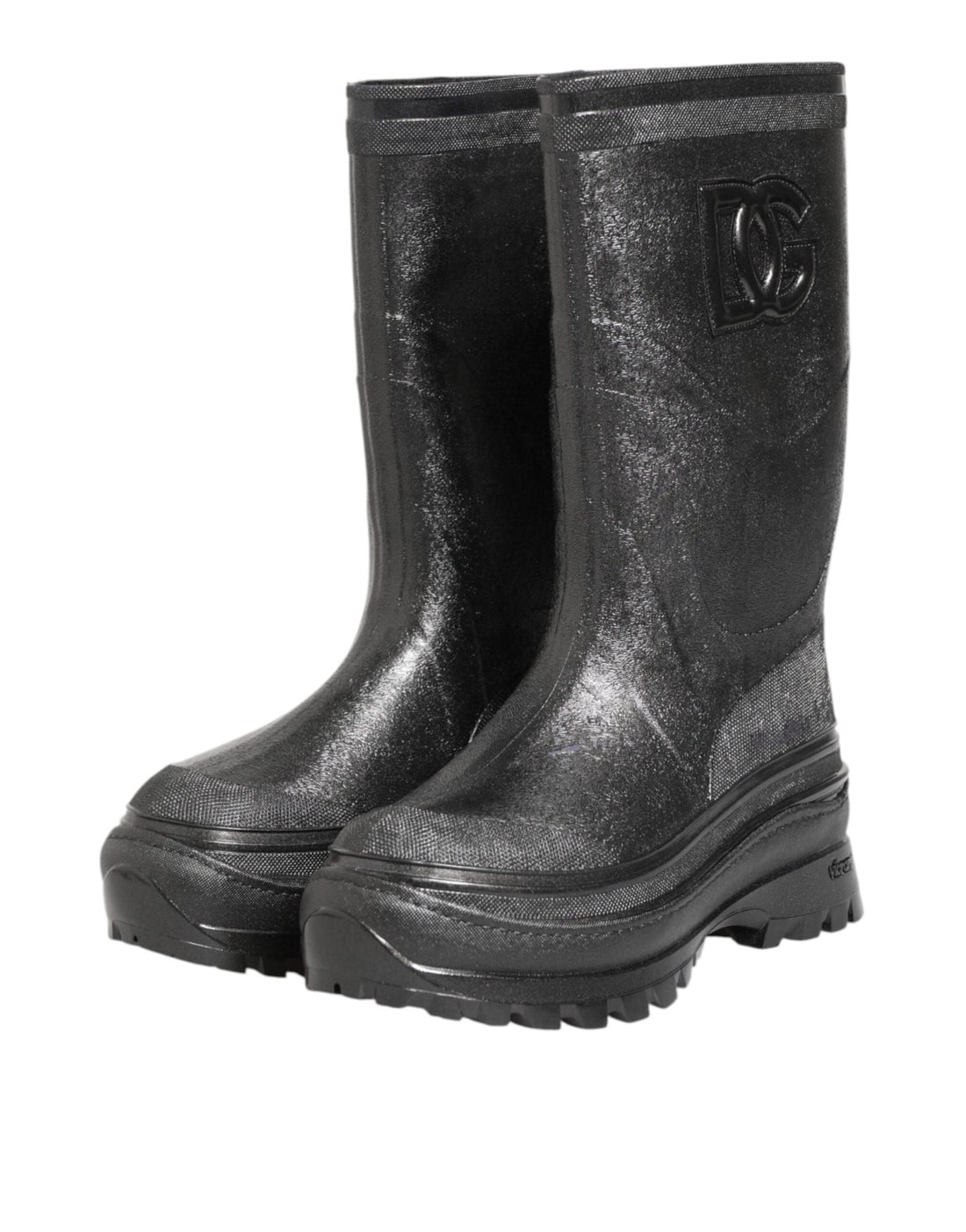 Dolce & Gabbana Metallic Black Pull On Rain Boots Shoes - RIMODA