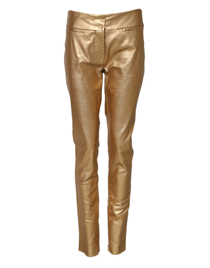 Dolce & Gabbana Metallic Gold High Waist Skinny Trouser Pants - RIMODA