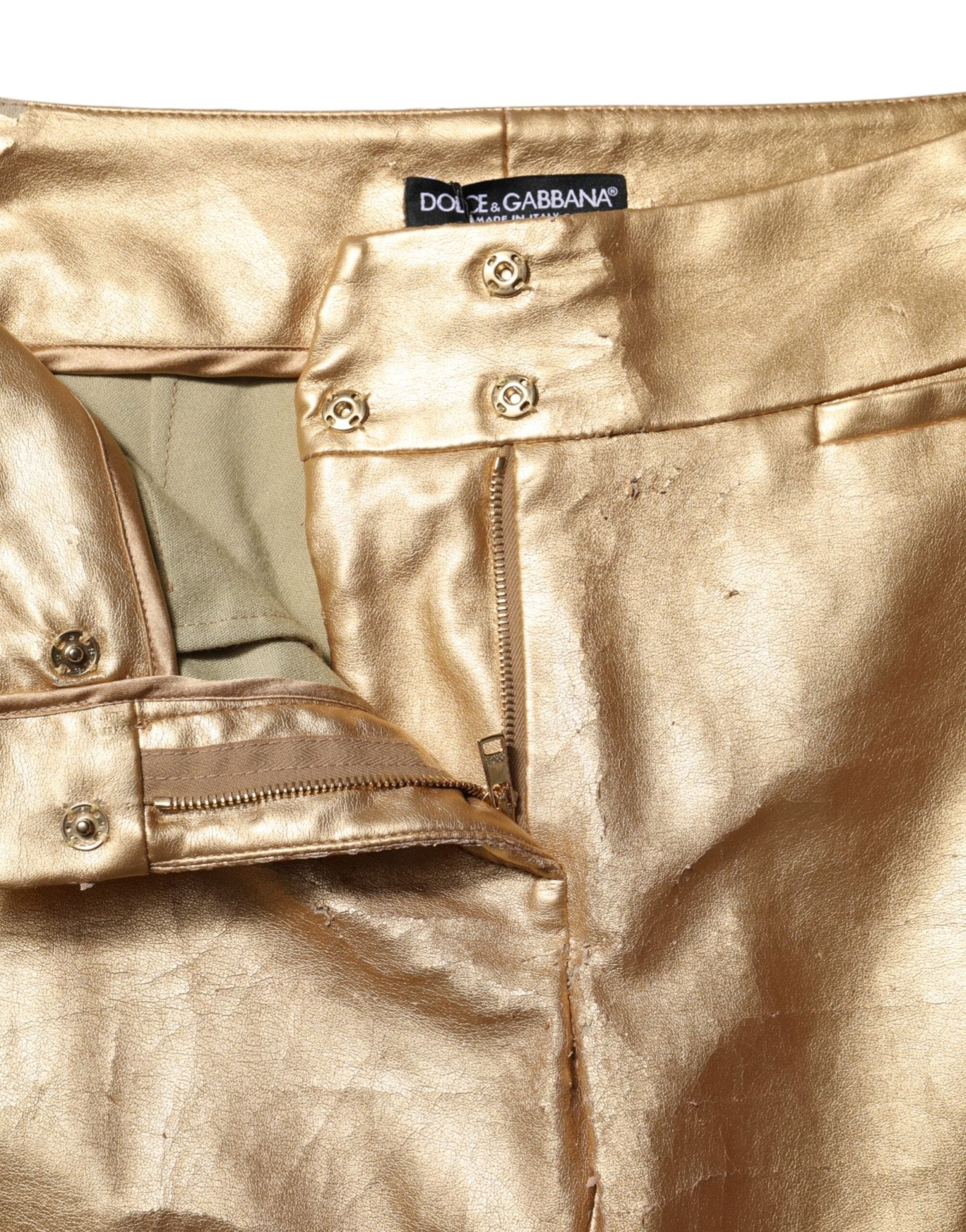 Dolce & Gabbana Metallic Gold High Waist Skinny Trouser Pants - RIMODA
