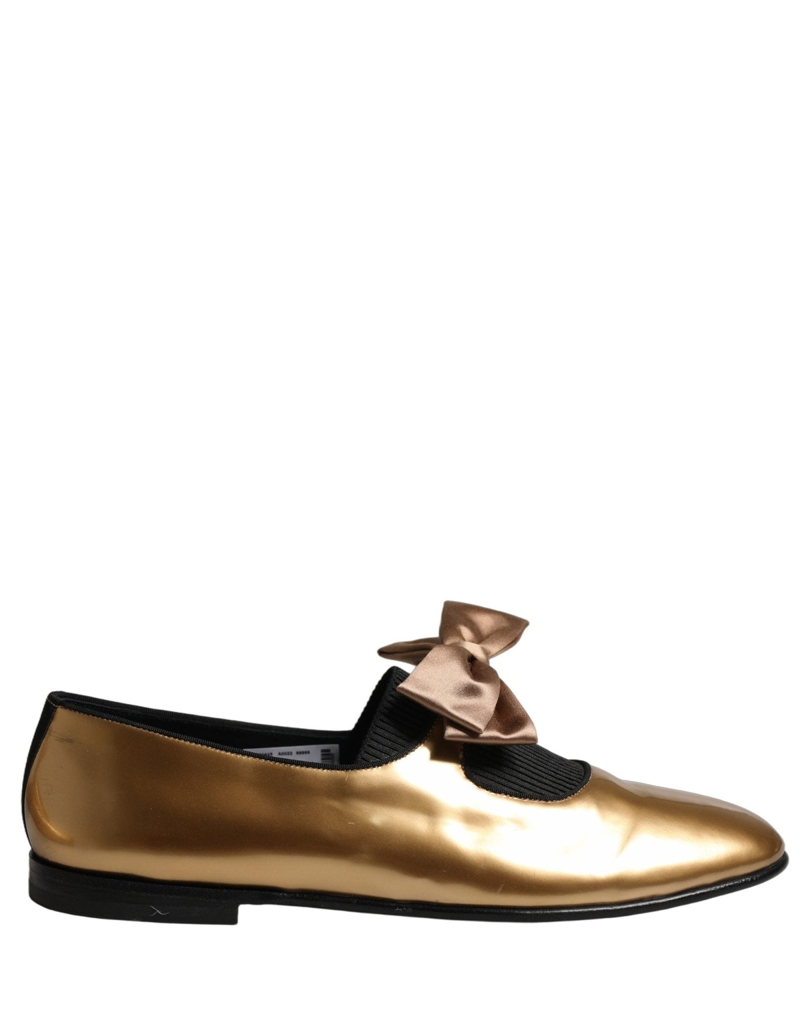 Dolce & Gabbana Metallic Gold Leather Flats Loafers Shoes - RIMODA