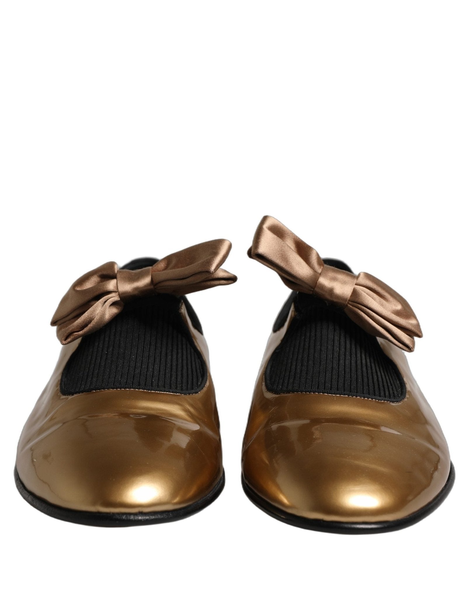 Dolce & Gabbana Metallic Gold Leather Flats Loafers Shoes - RIMODA