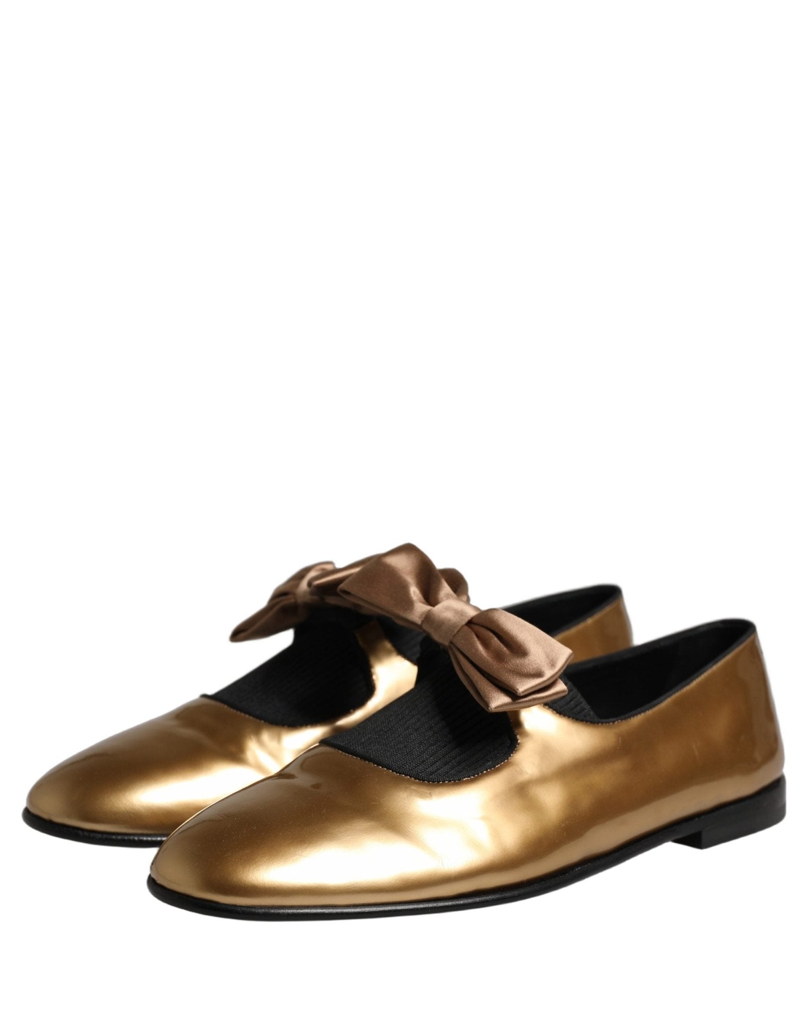 Dolce & Gabbana Metallic Gold Leather Flats Loafers Shoes - RIMODA