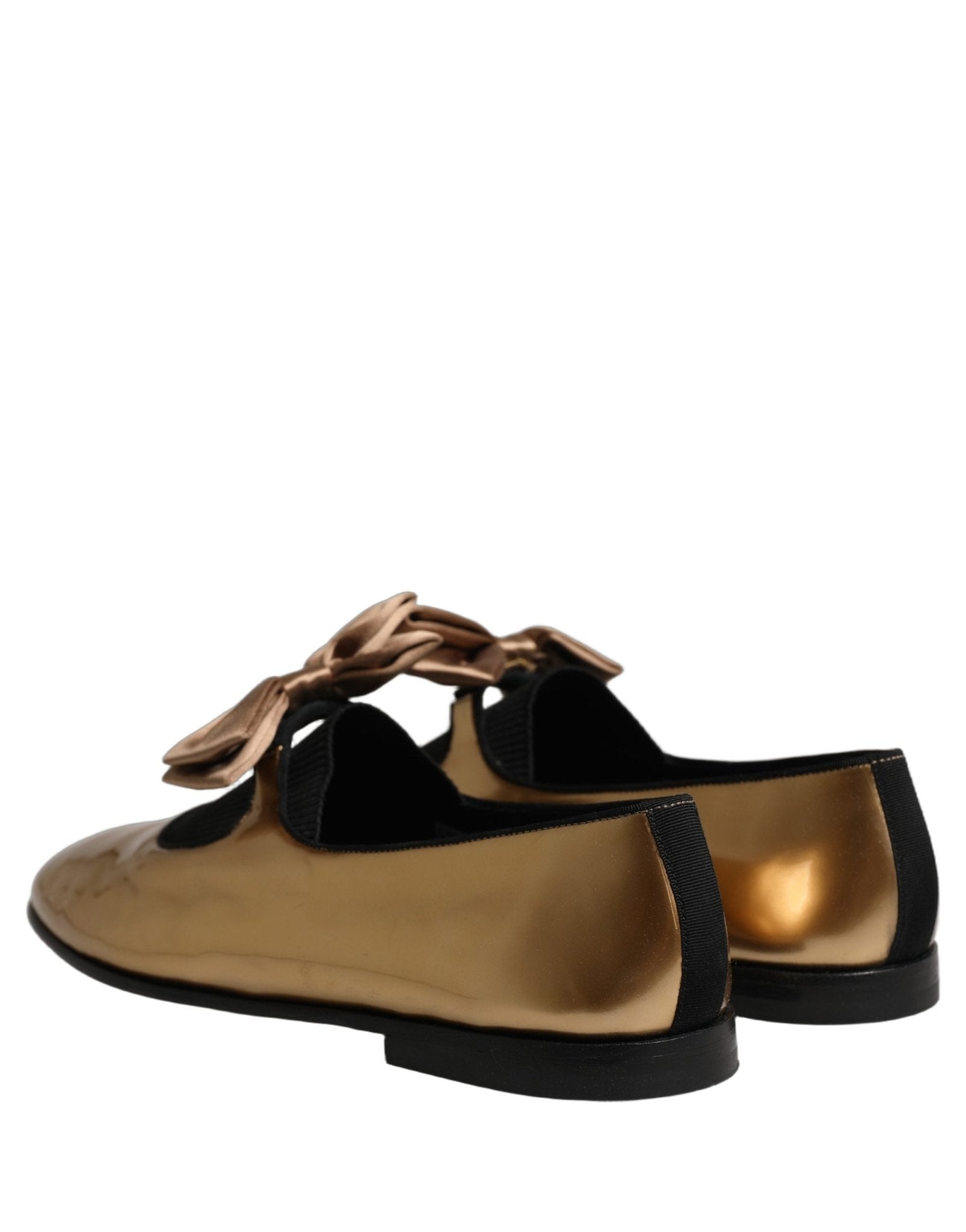 Dolce & Gabbana Metallic Gold Leather Flats Loafers Shoes - RIMODA