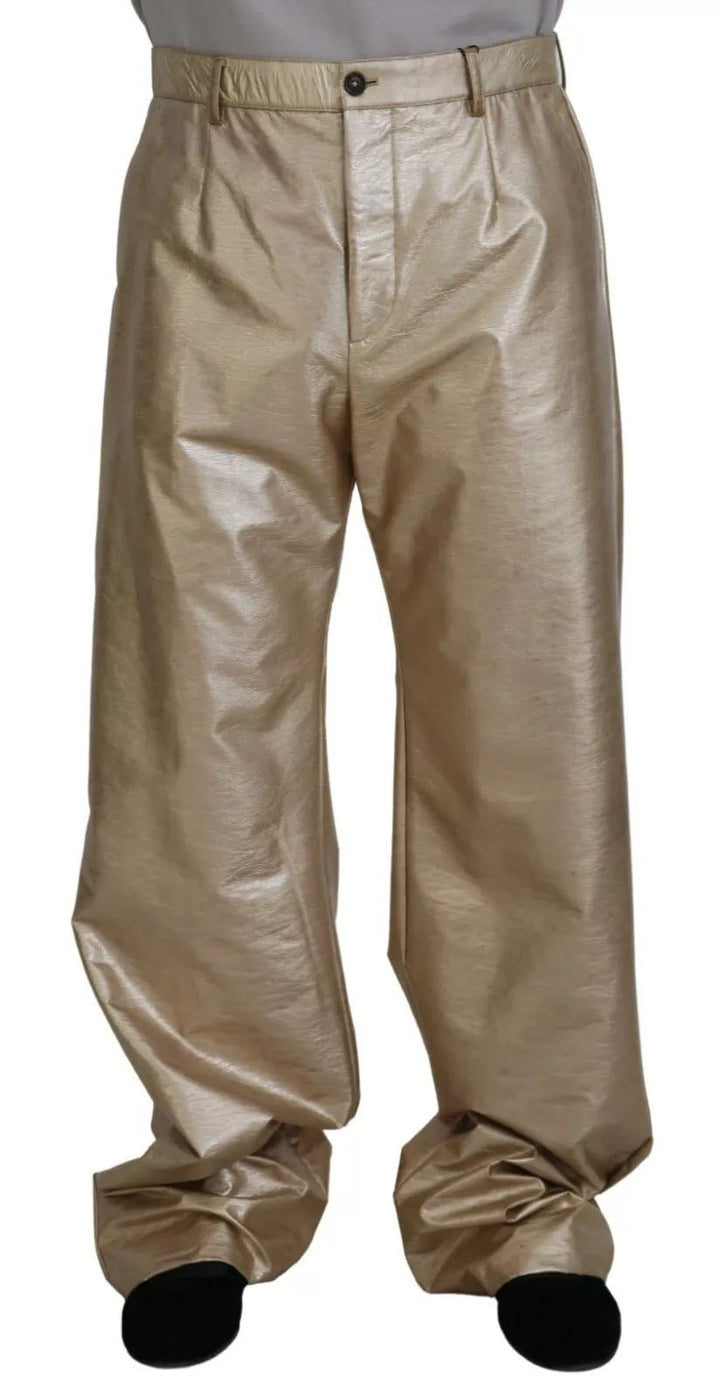 Dolce & Gabbana Metallic Gold Polyester Straight Trouser Pants - RIMODA