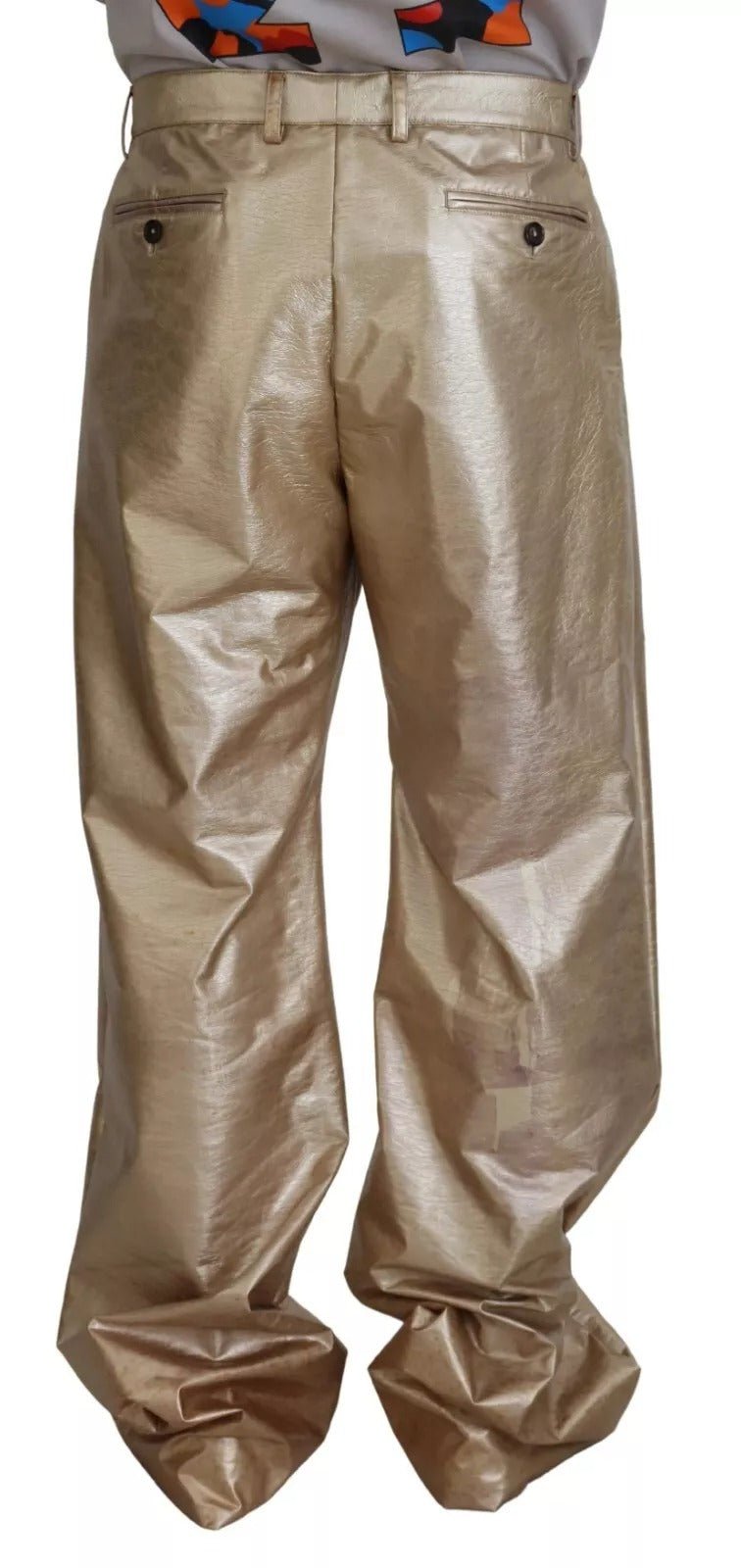 Dolce & Gabbana Metallic Gold Polyester Straight Trouser Pants - RIMODA