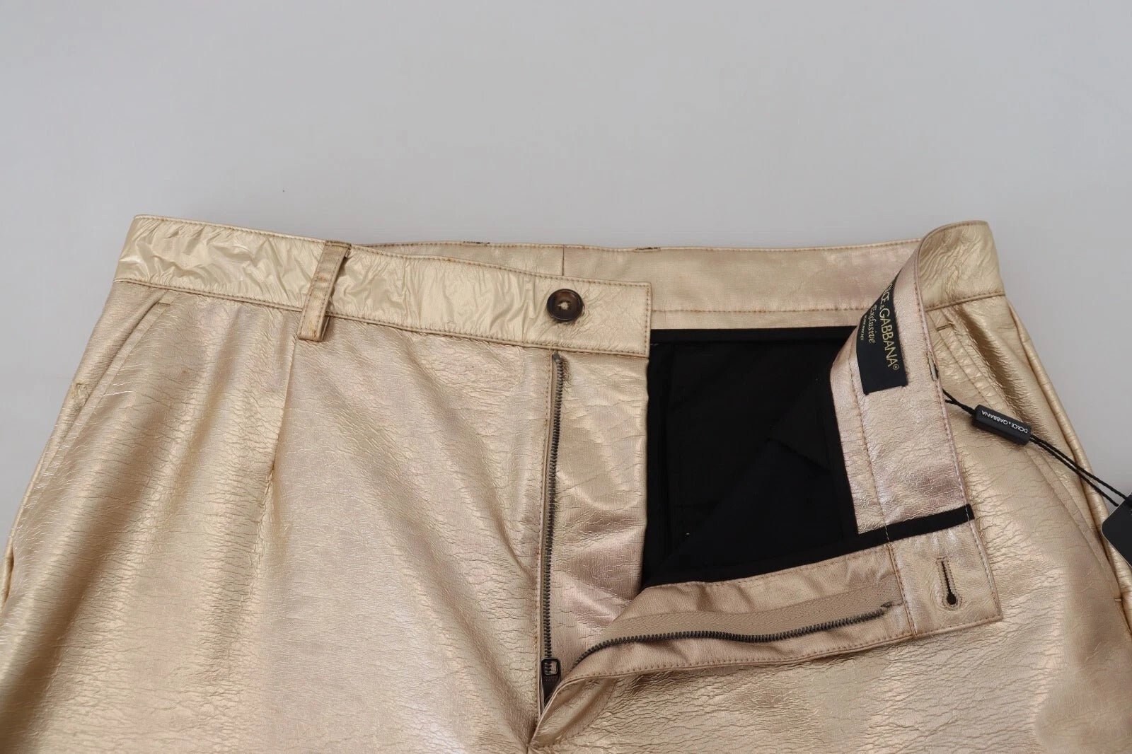 Dolce & Gabbana Metallic Gold Polyester Straight Trouser Pants - RIMODA