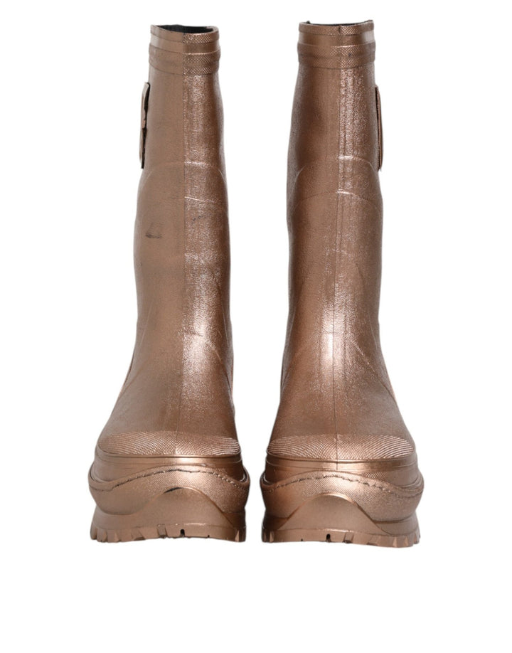 Dolce & Gabbana Metallic Gold Pull On Rain Boots Shoes - RIMODA