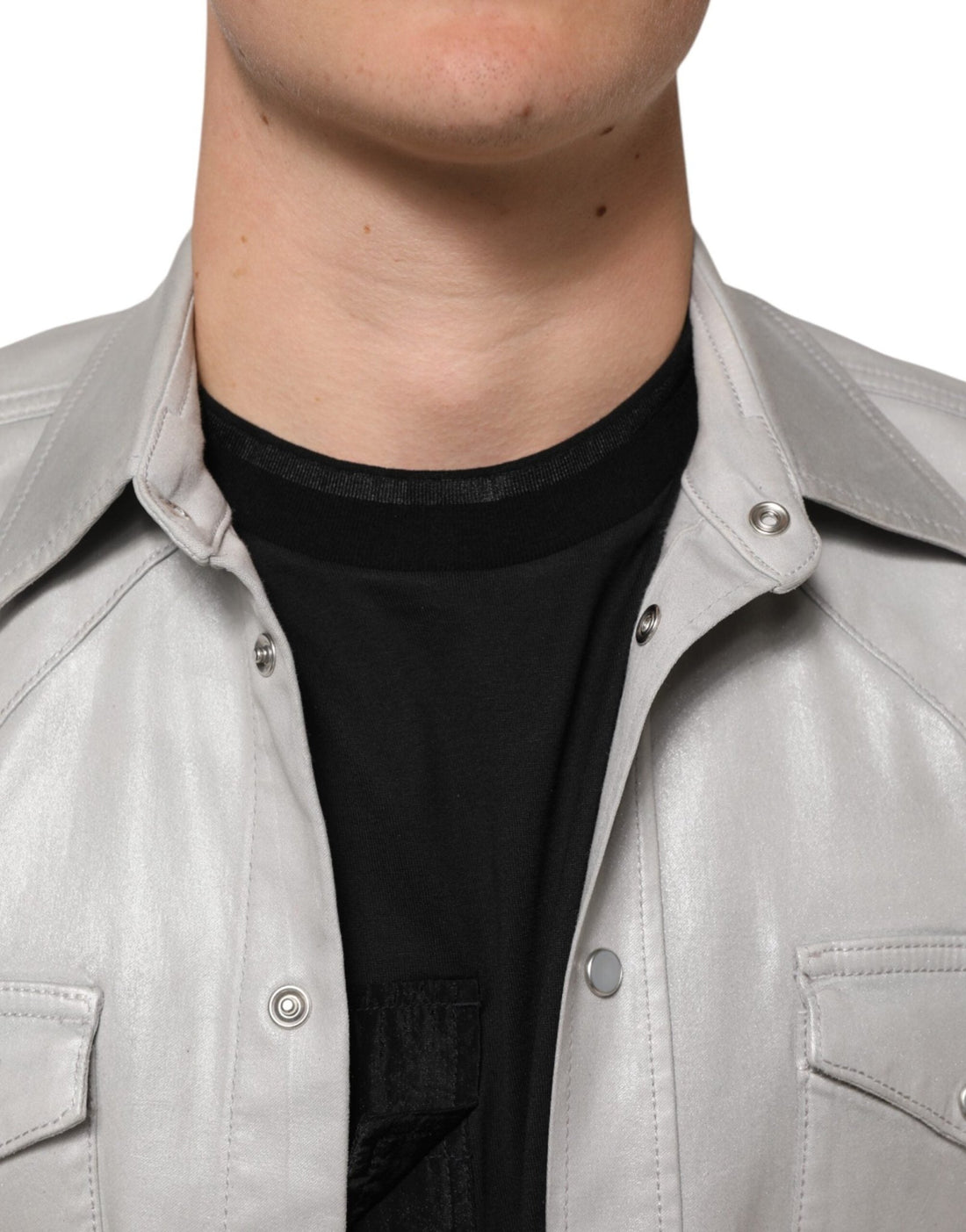 Dolce & Gabbana Metallic Gray Cotton Button Down Men Shirt - RIMODA